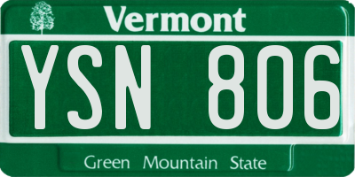 VT license plate YSN806