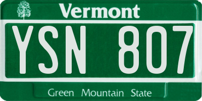 VT license plate YSN807