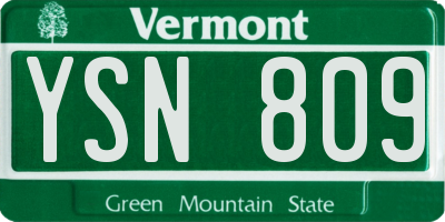 VT license plate YSN809