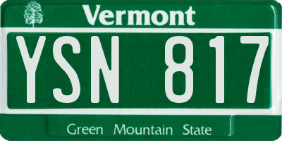 VT license plate YSN817