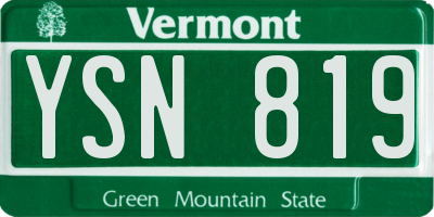 VT license plate YSN819