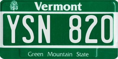 VT license plate YSN820