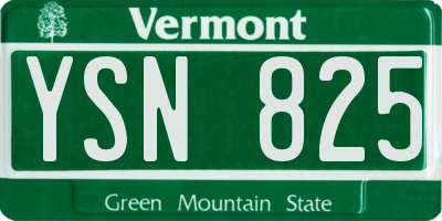 VT license plate YSN825