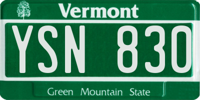 VT license plate YSN830