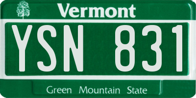 VT license plate YSN831