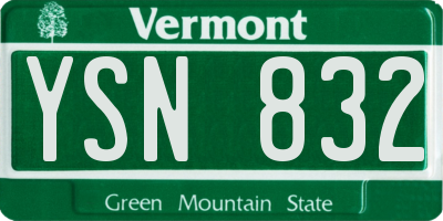 VT license plate YSN832