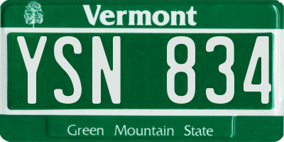 VT license plate YSN834