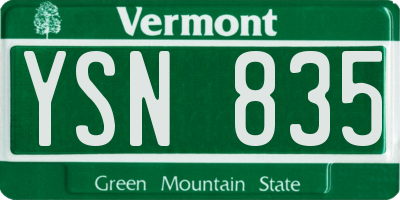 VT license plate YSN835
