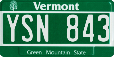 VT license plate YSN843