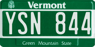 VT license plate YSN844