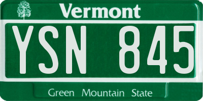 VT license plate YSN845