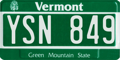 VT license plate YSN849