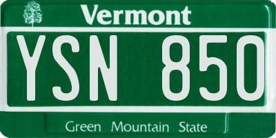 VT license plate YSN850