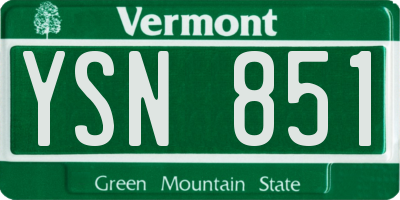 VT license plate YSN851