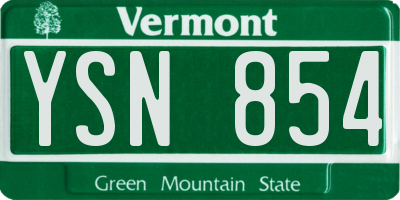 VT license plate YSN854