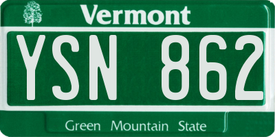 VT license plate YSN862