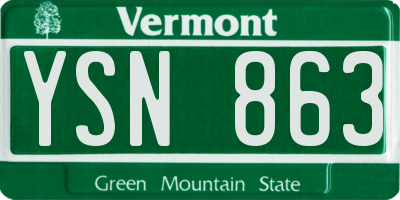 VT license plate YSN863
