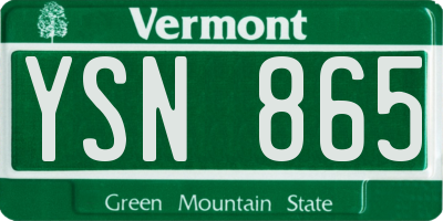 VT license plate YSN865