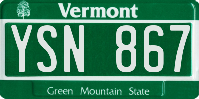 VT license plate YSN867