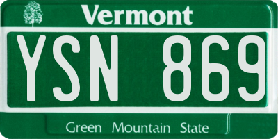 VT license plate YSN869