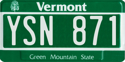 VT license plate YSN871