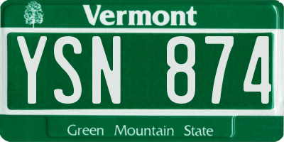 VT license plate YSN874