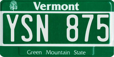VT license plate YSN875
