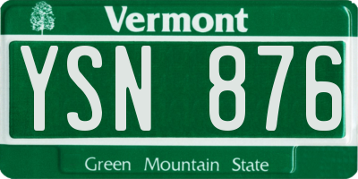 VT license plate YSN876