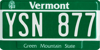 VT license plate YSN877
