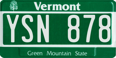 VT license plate YSN878