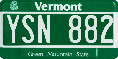 VT license plate YSN882