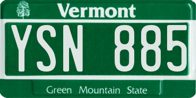 VT license plate YSN885