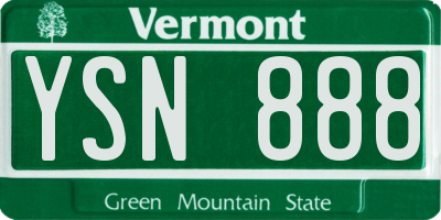 VT license plate YSN888