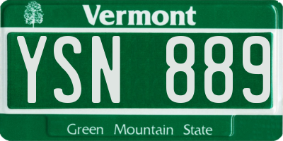 VT license plate YSN889