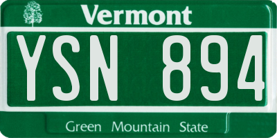VT license plate YSN894