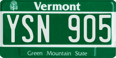 VT license plate YSN905