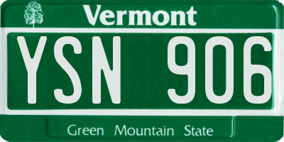 VT license plate YSN906