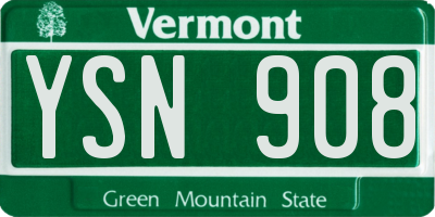 VT license plate YSN908