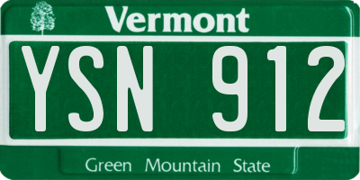 VT license plate YSN912