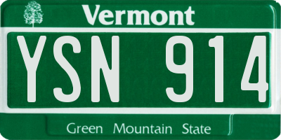 VT license plate YSN914