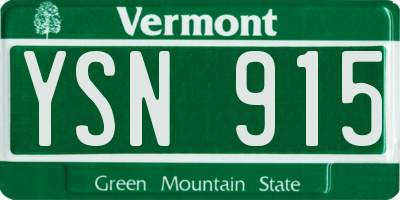 VT license plate YSN915