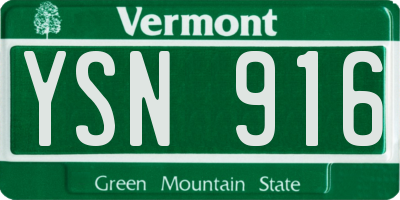 VT license plate YSN916
