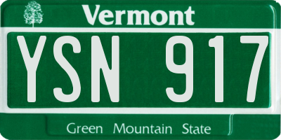 VT license plate YSN917