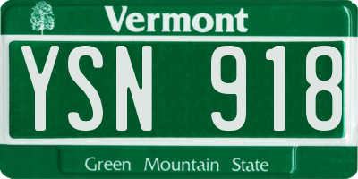 VT license plate YSN918