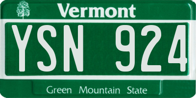 VT license plate YSN924