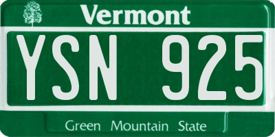 VT license plate YSN925