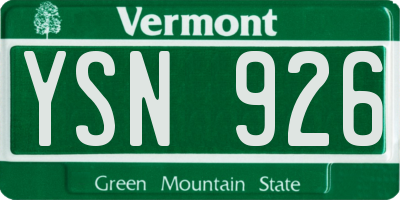 VT license plate YSN926