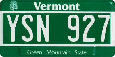 VT license plate YSN927