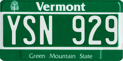 VT license plate YSN929