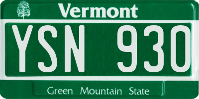 VT license plate YSN930